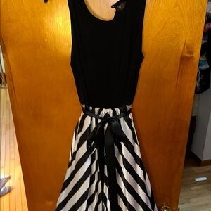 Elegant Black and White Striped Dress